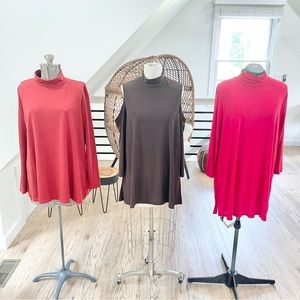 NWOT 1X Slinky Brand red brown, burnt orange tone tops 3 included